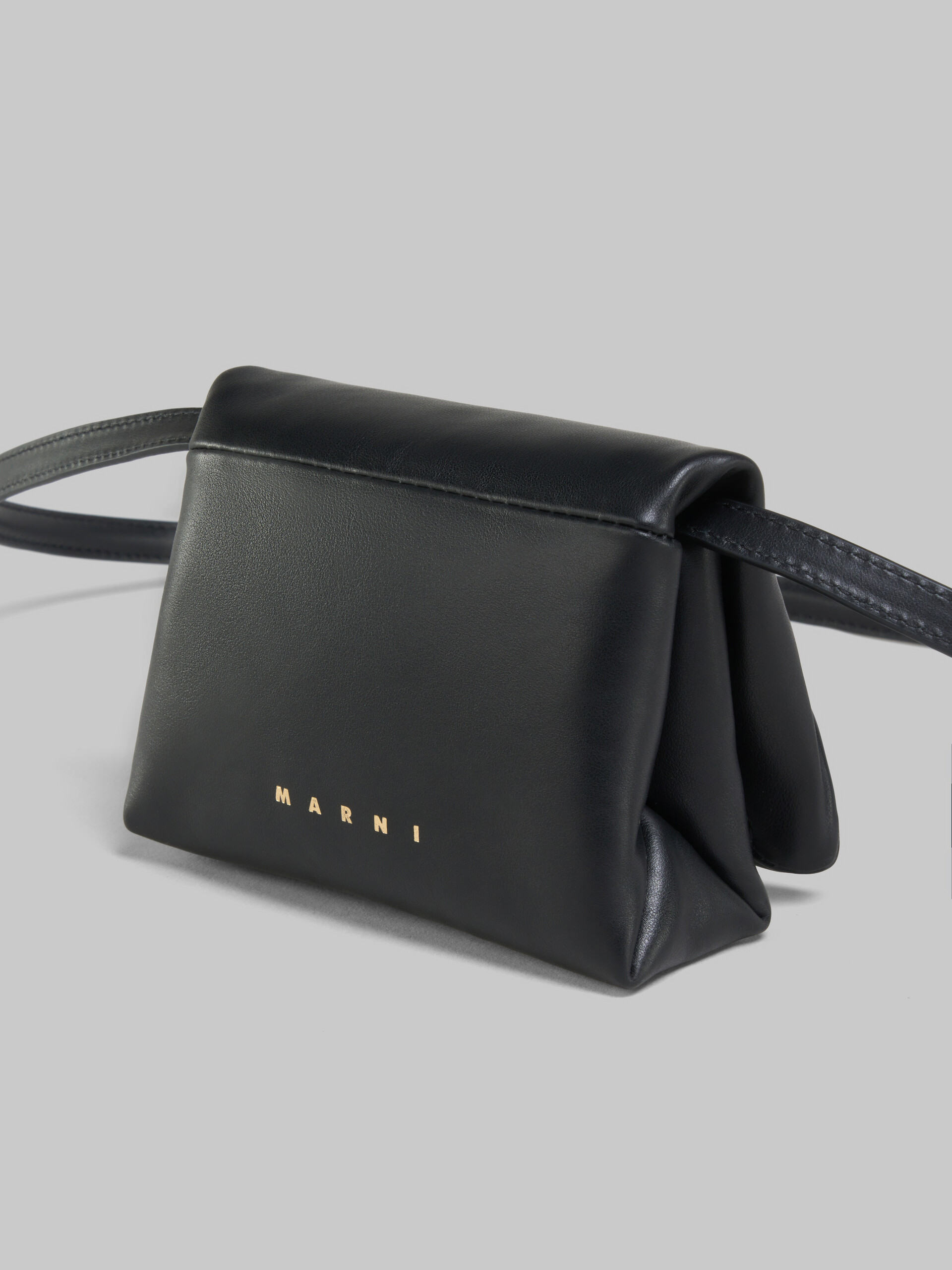 Shop Marni Black Leather Mini Prisma Pouch