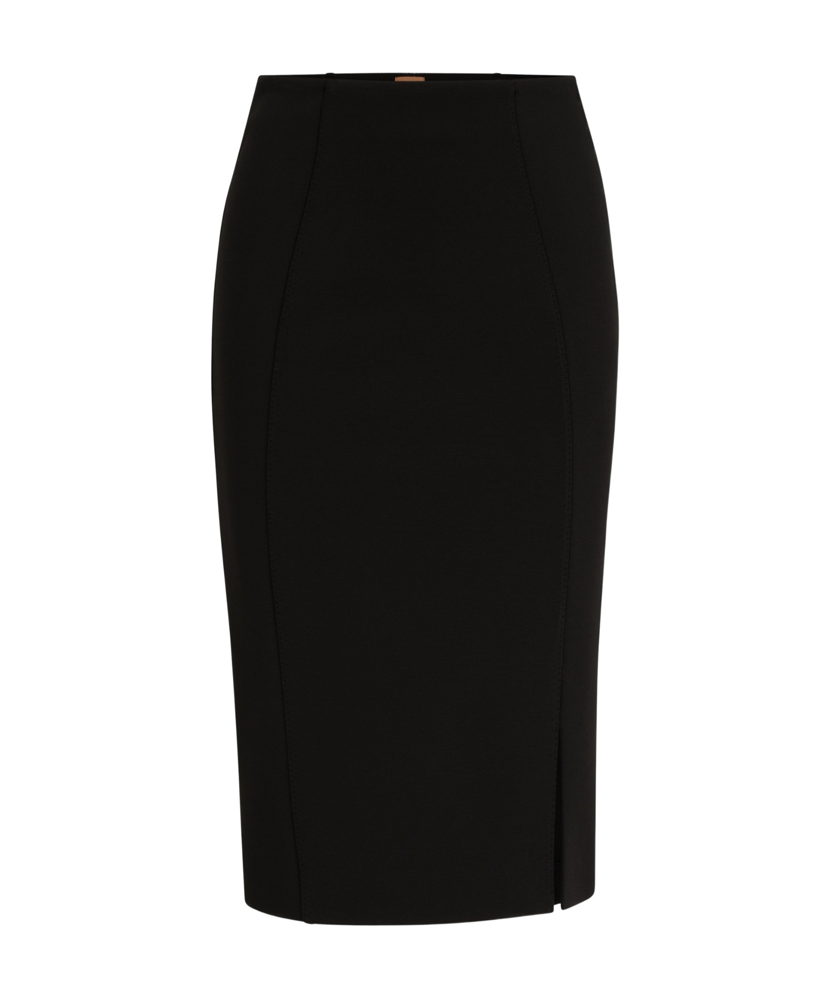 Hugo Boss Pencil Skirt In Stretch Fabric With Front Slit In Black