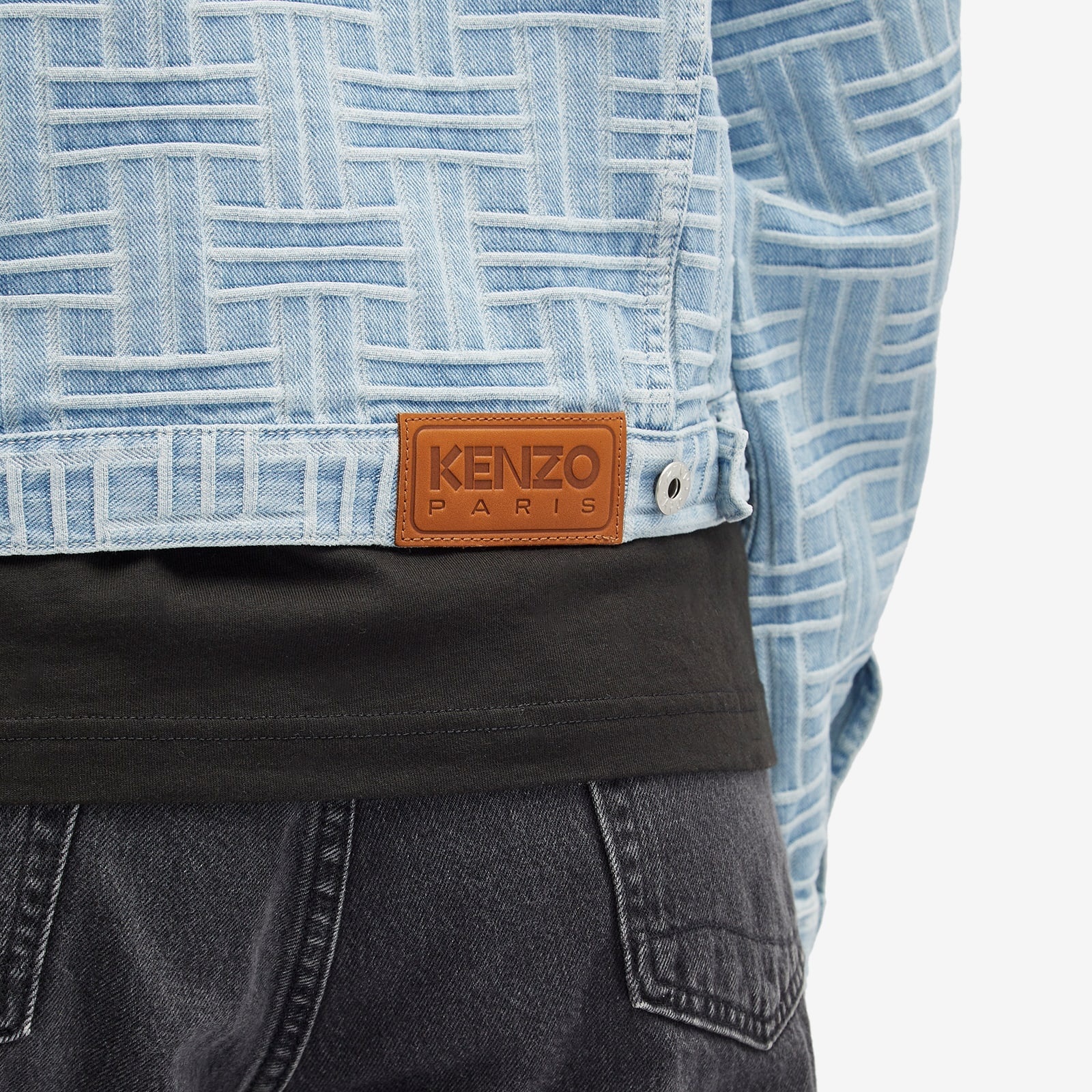Kenzo Denim Embroidered Denim Jacket In Bleached Blue D