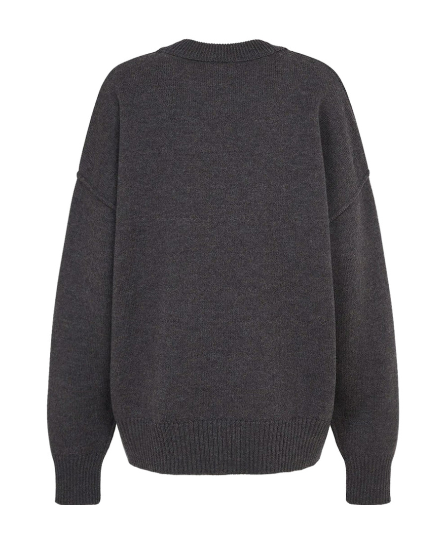 Ami Alexandre Mattiussi Crew Neck Long Sleeve Sweater With Ribbed Edges In Gray