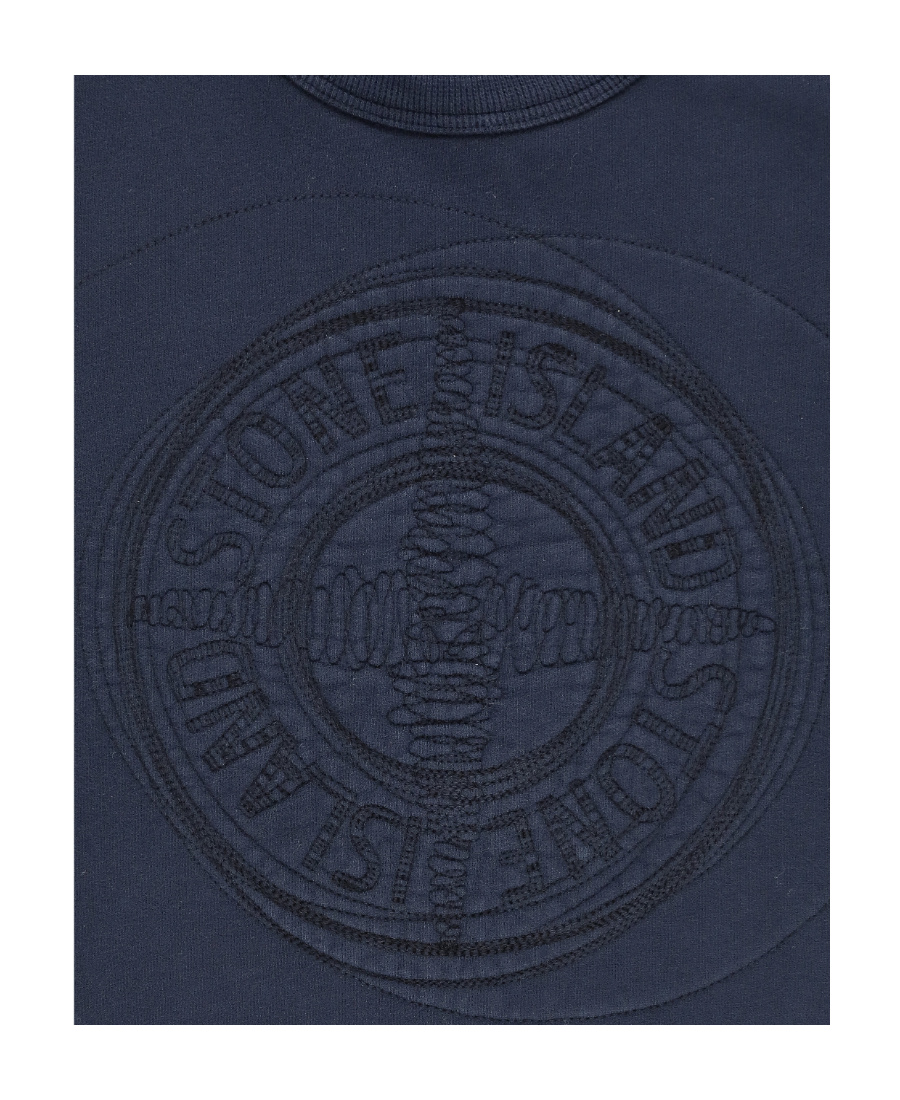 Stone Island Long-sleeved Round-neck Sweater In Blue