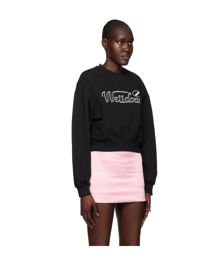 We11 Done Logo-print Cropped Sweatshirt In Black
