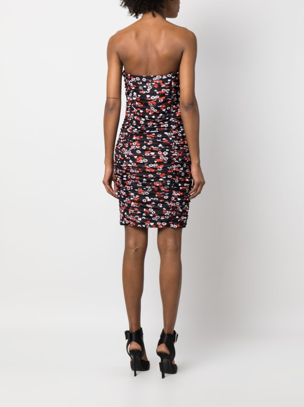 Moschino Floral-print Strapless Minidress In Black