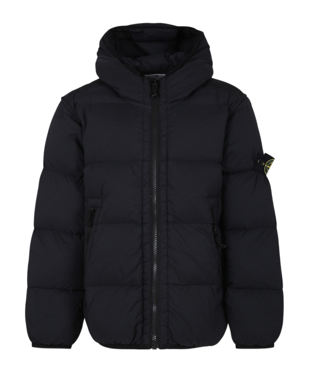 Stone Island Compass-motif Padded Jacket In Black
