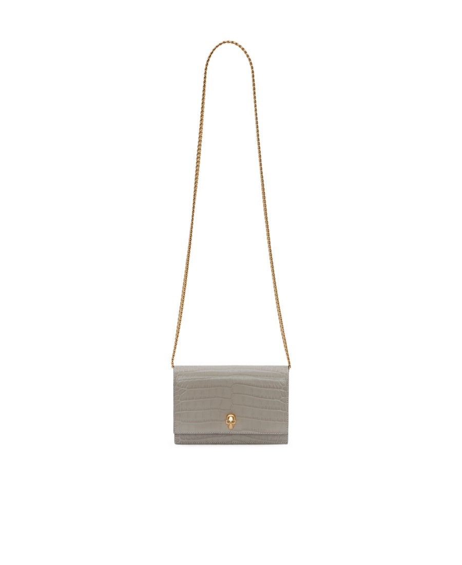 Alexander Mcqueen Crocodile-effect Leather Mini Bag In Brown