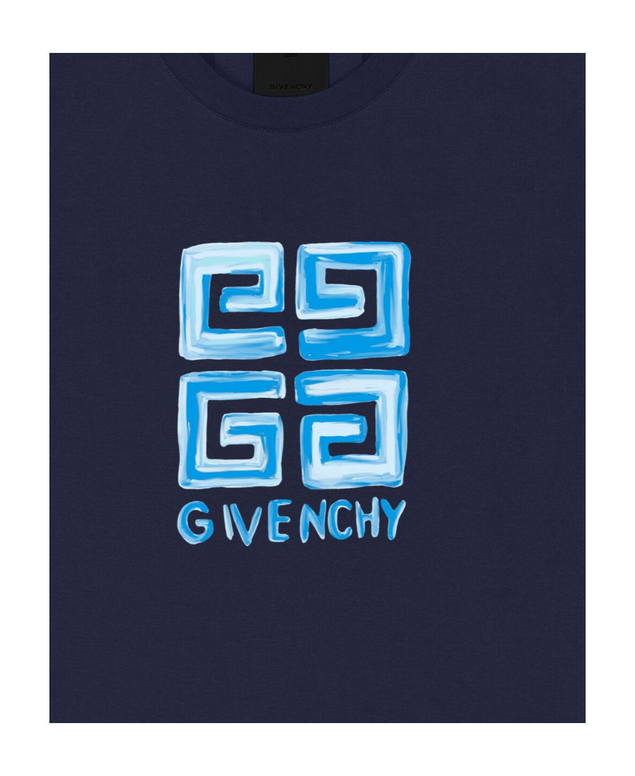 Givenchy 4g Multicolor Slim Fit T-shirt In Cotton In Blue
