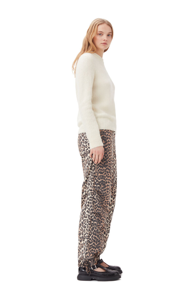 Ganni Washed Cotton Canvas Drawstring Pants In Almond Milk In Nude