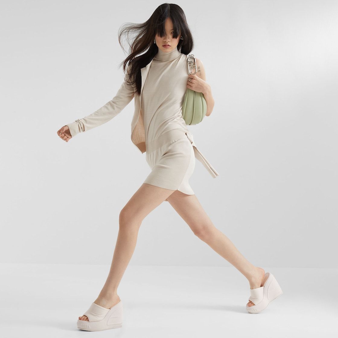 Fendi Open-front Knitted Cardigan In White