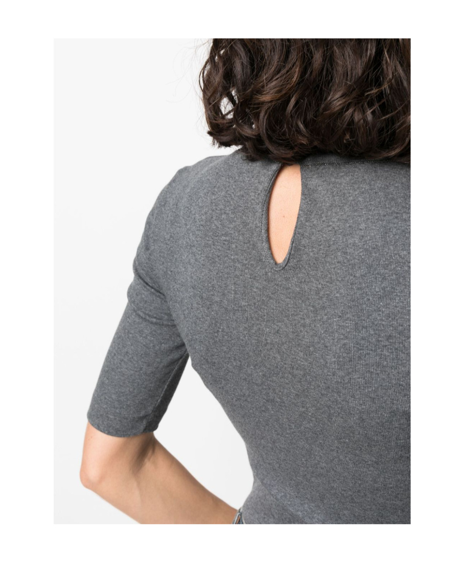 Brunello Cucinelli Short-sleeve Knitted Top In Gray
