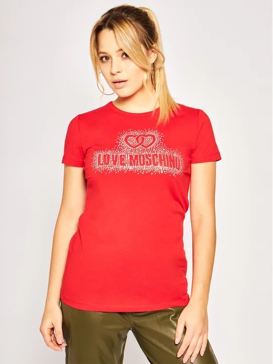Moschino Water Drill Logo T-shirt In Red