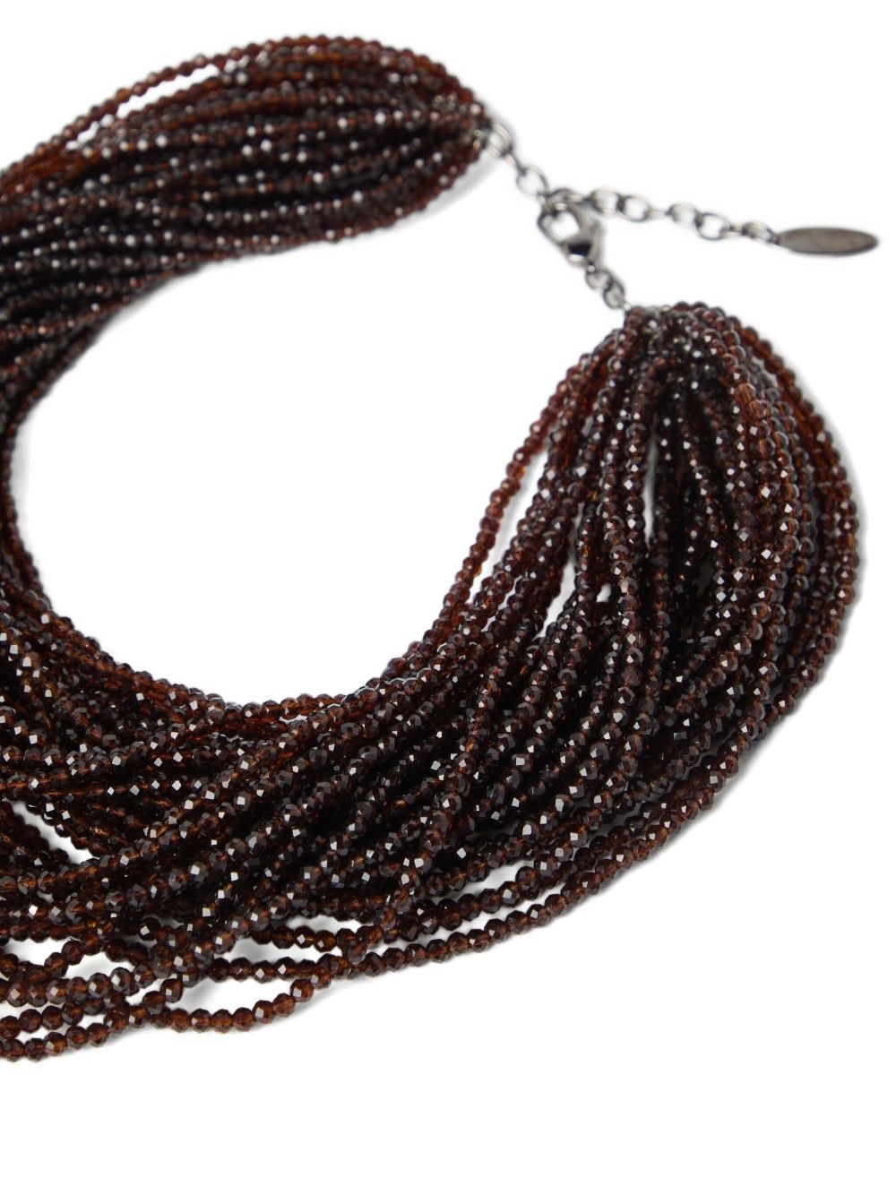 Brunello Cucinelli Multi-strand Beaded Silver And Glass Necklace In Brown