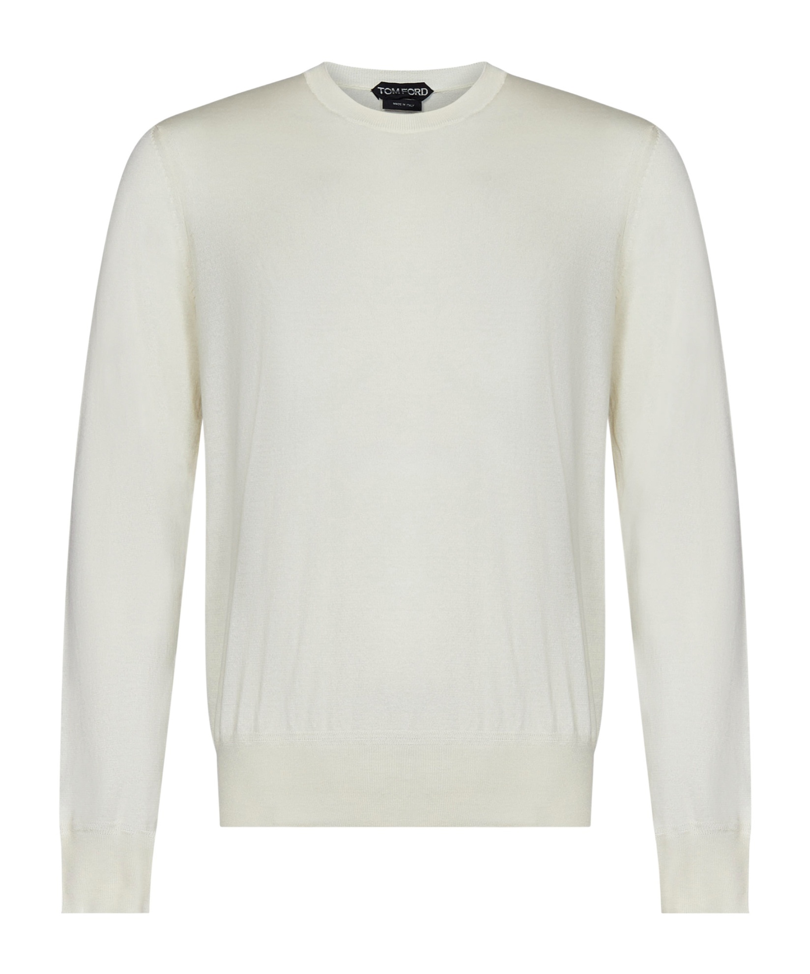 Tom Ford Mens Crew-neck Long-sleeves Regular-fit Cotton Jumper Light Grey In White