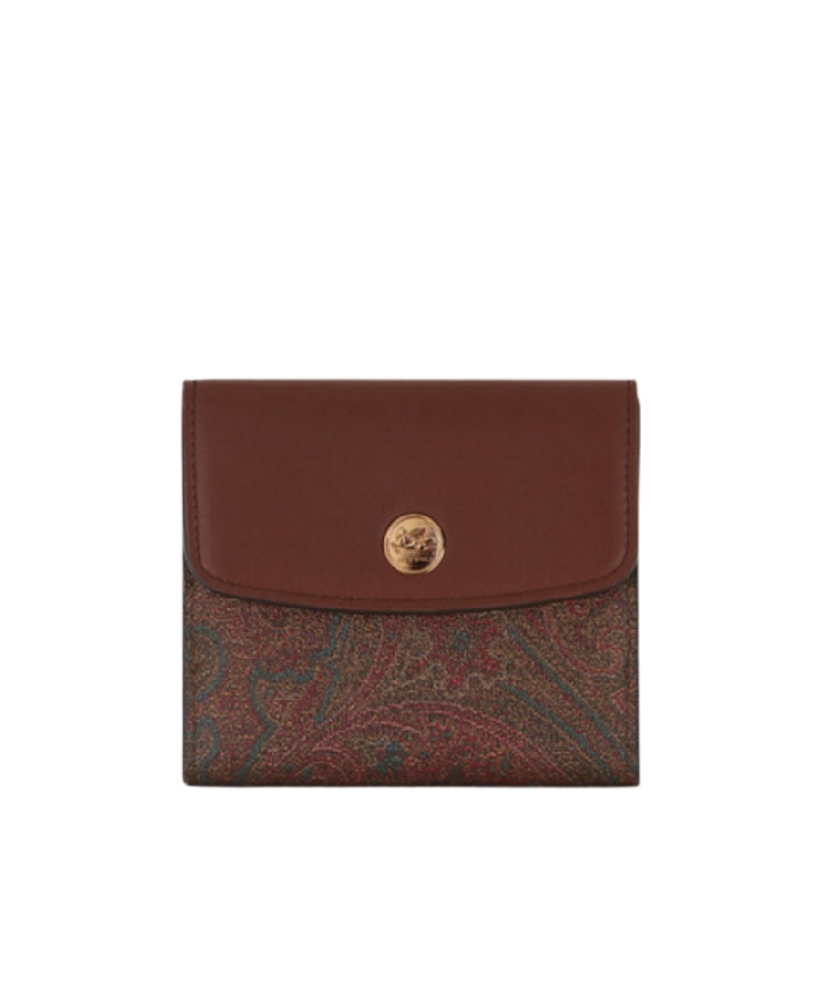Etro Paisley-jacquard Leather Wallet In Red
