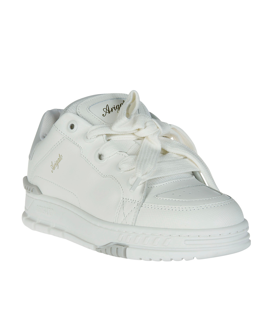 Axel Arigato 'area Haze' Grey And White Low Top Sneakers With Laminated Leather In White
