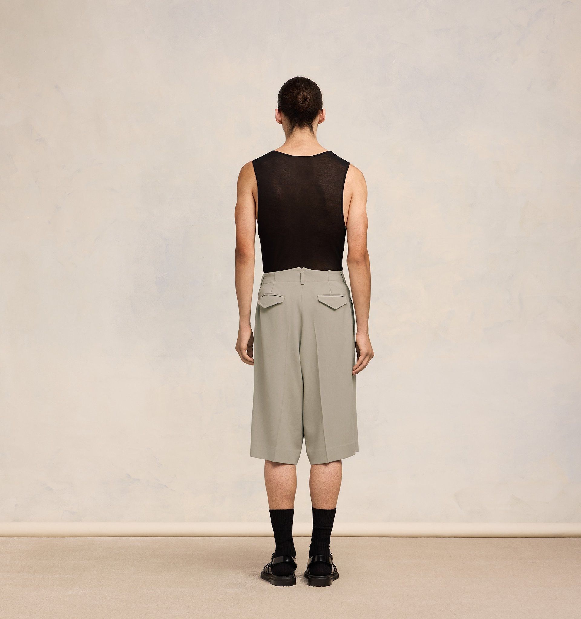 Shop Ami Alexandre Mattiussi Ami Front Pleated Bermuda Shorts In Nude