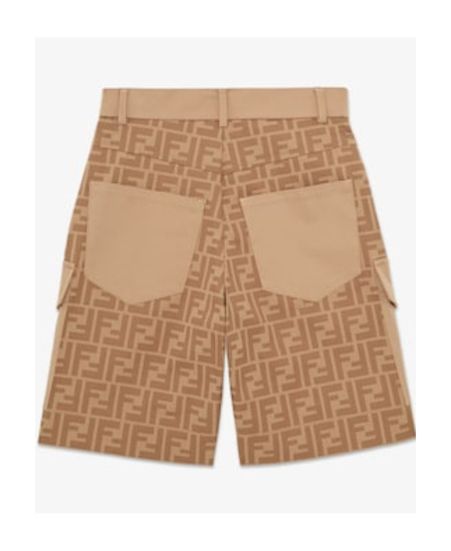 Fendi Ff-patterned Cargo Shorts In Nude