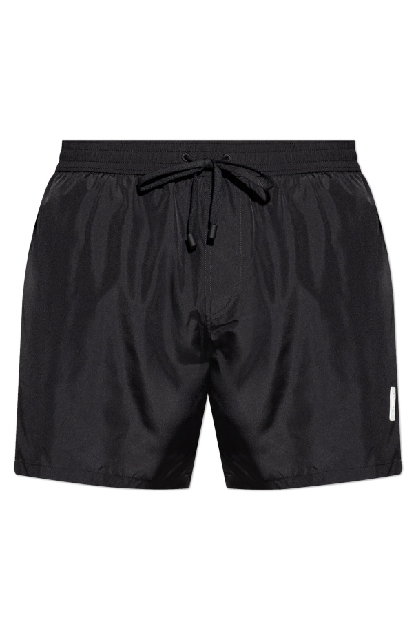 Shop Balmain Logo-patch Swim Shorts In Black