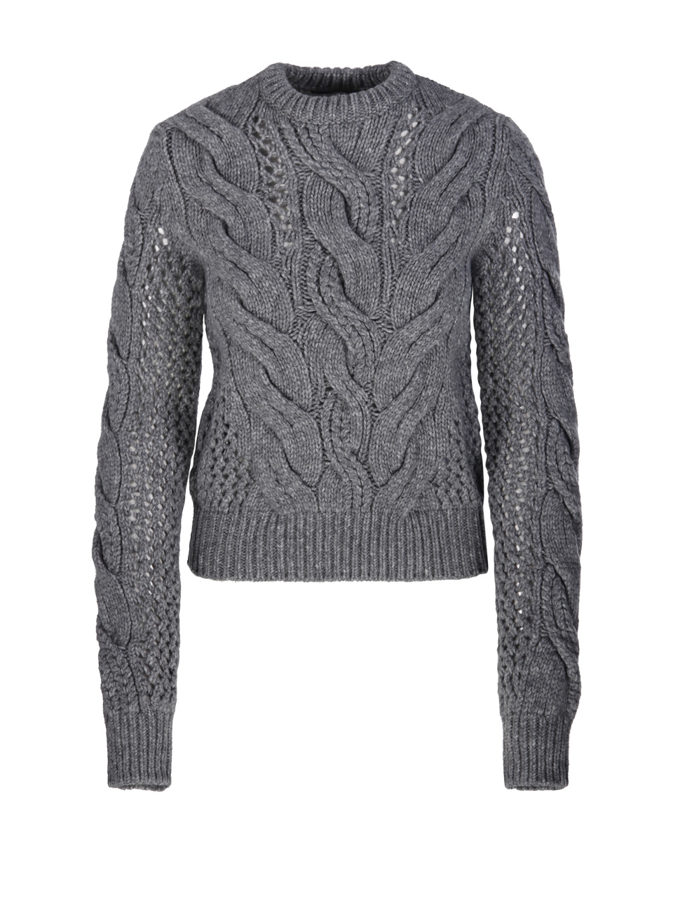 Sportmax Wool-blend Crewneck Sweater With Braids In Gray