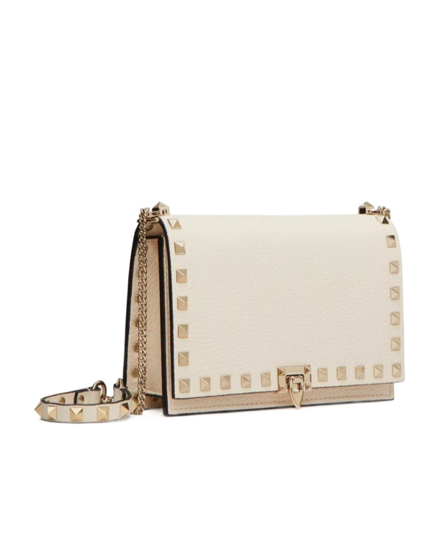 Valentino Rockstud Leather Crossbody Bag In White