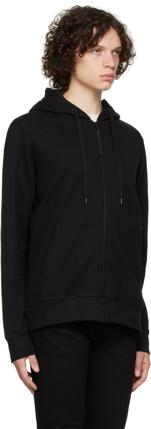 Canada Goose High Collar Black Full-zip Hoodie With Kangaroo Pocket In Black