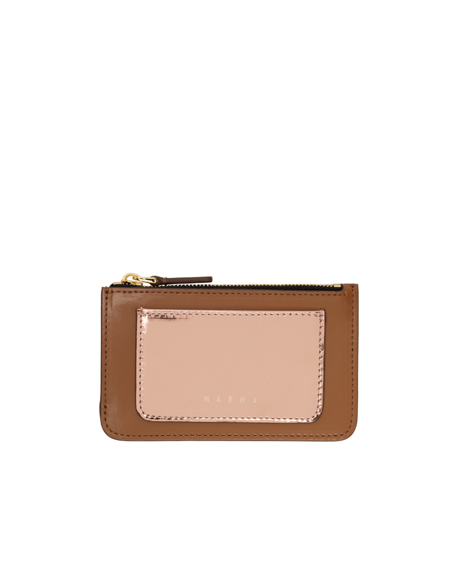 Marni Zipper Card Bag In Nude