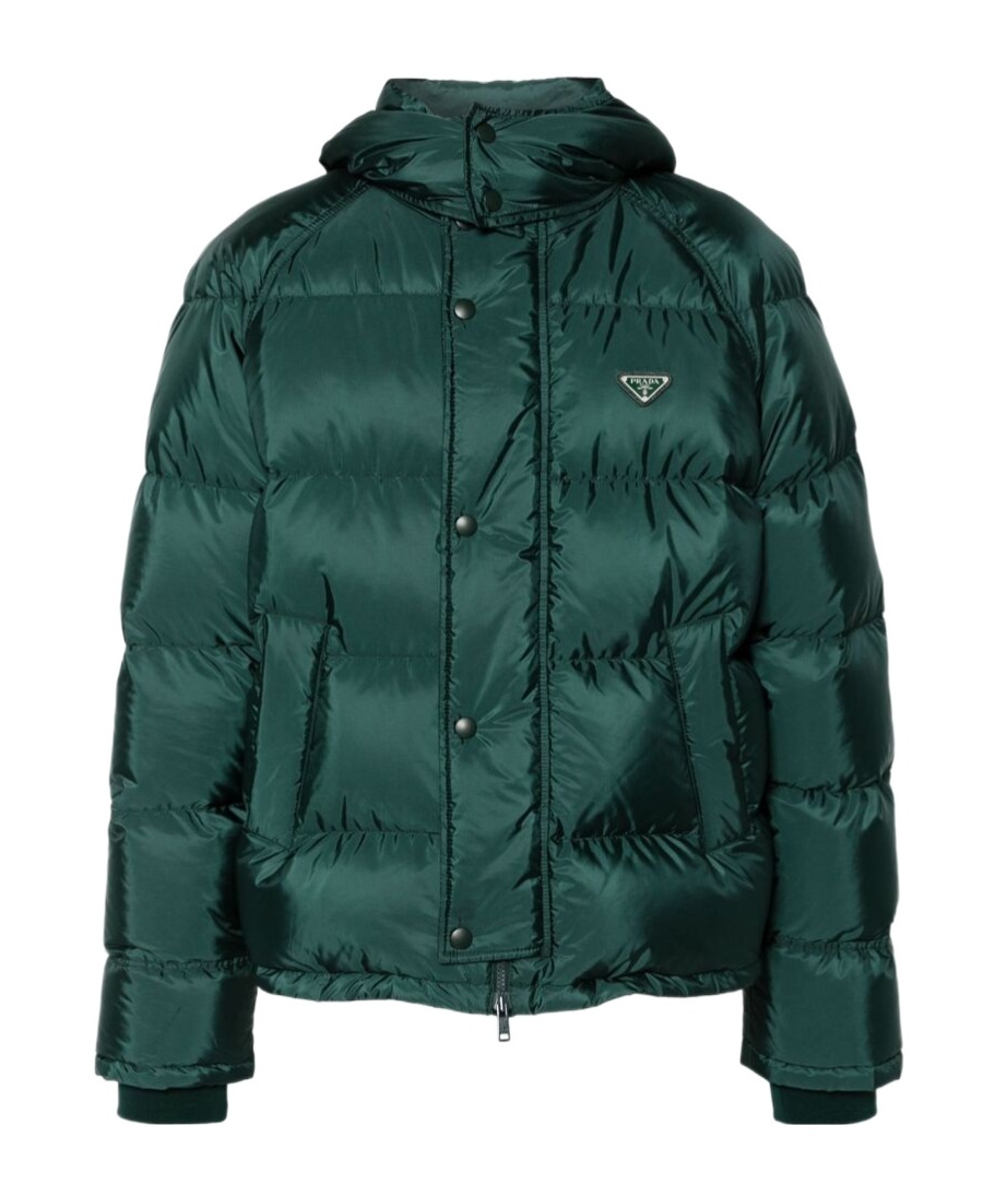 Prada Re-nylon Cropped Down Jacket In Green