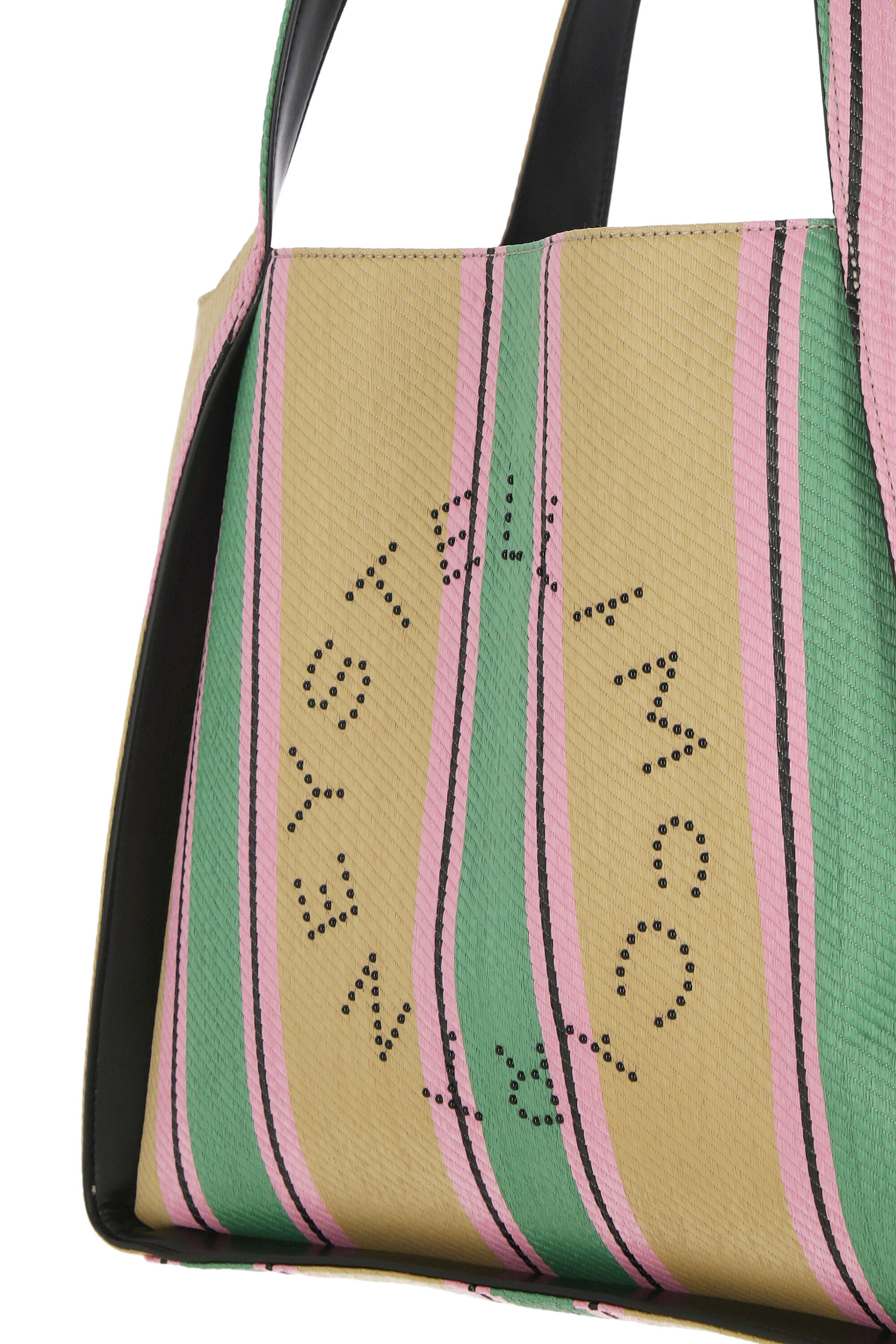 Stella Mccartney Stripe-print Raffia Tote Bag In Nude