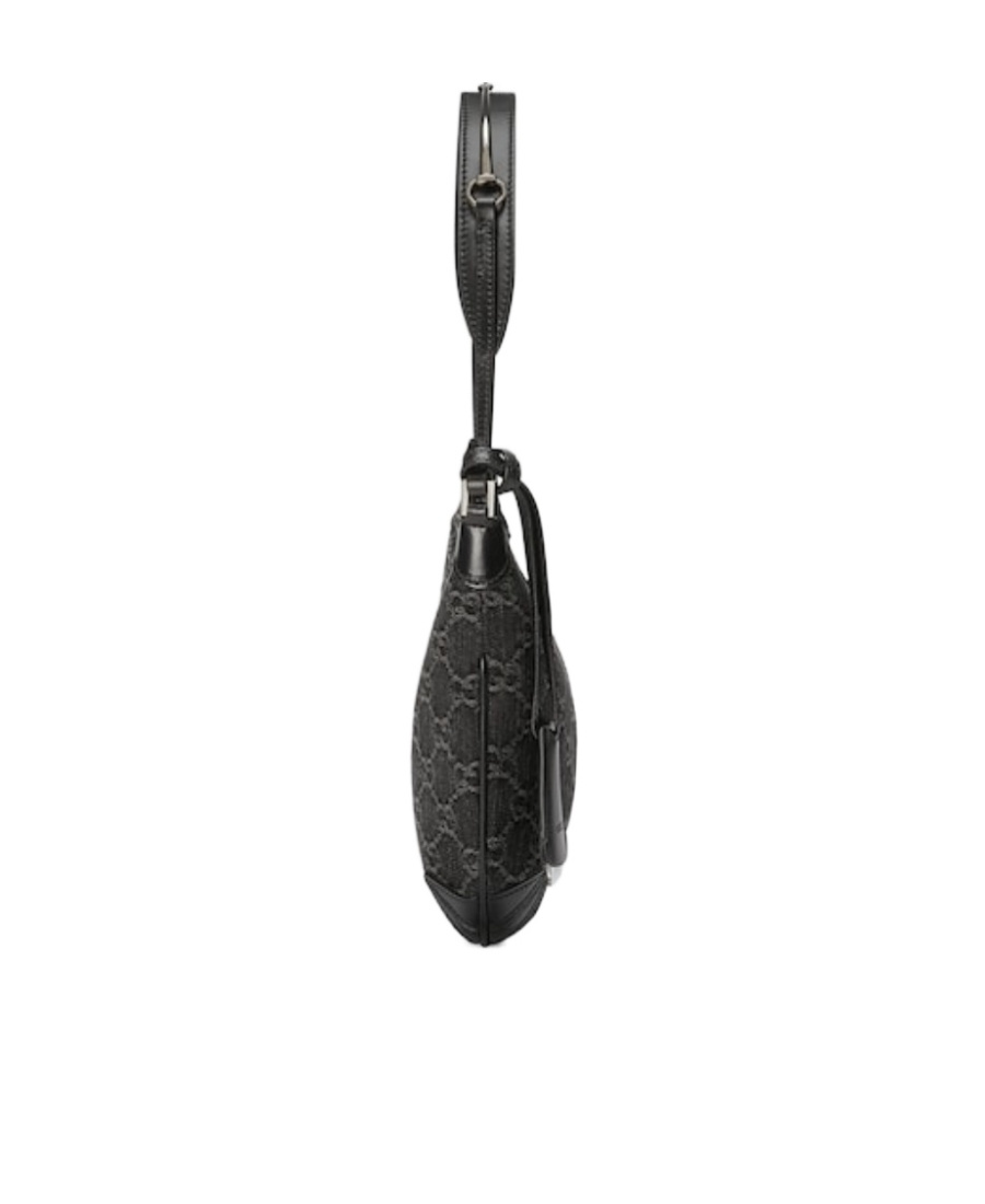 Gucci Monogrammed Denim Shoulder Bag In Black