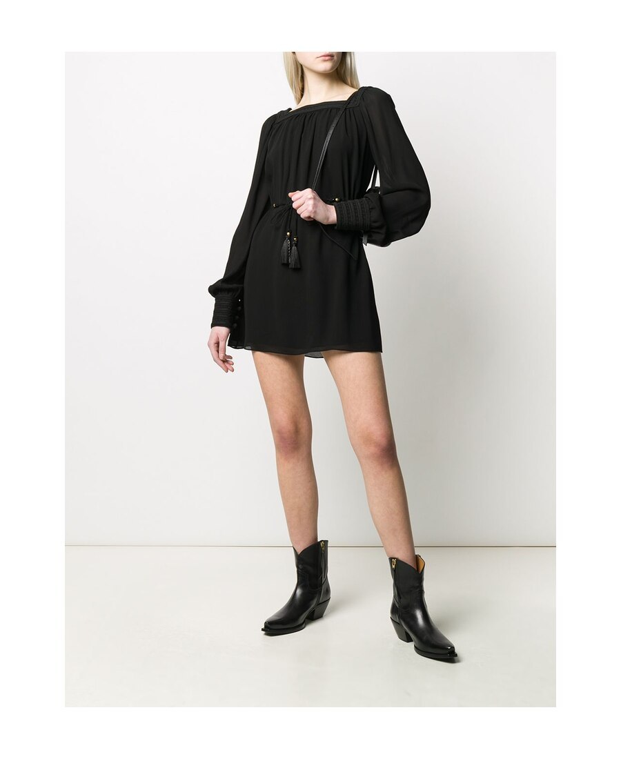 Saint Laurent Square Neck Mini Dress In Black
