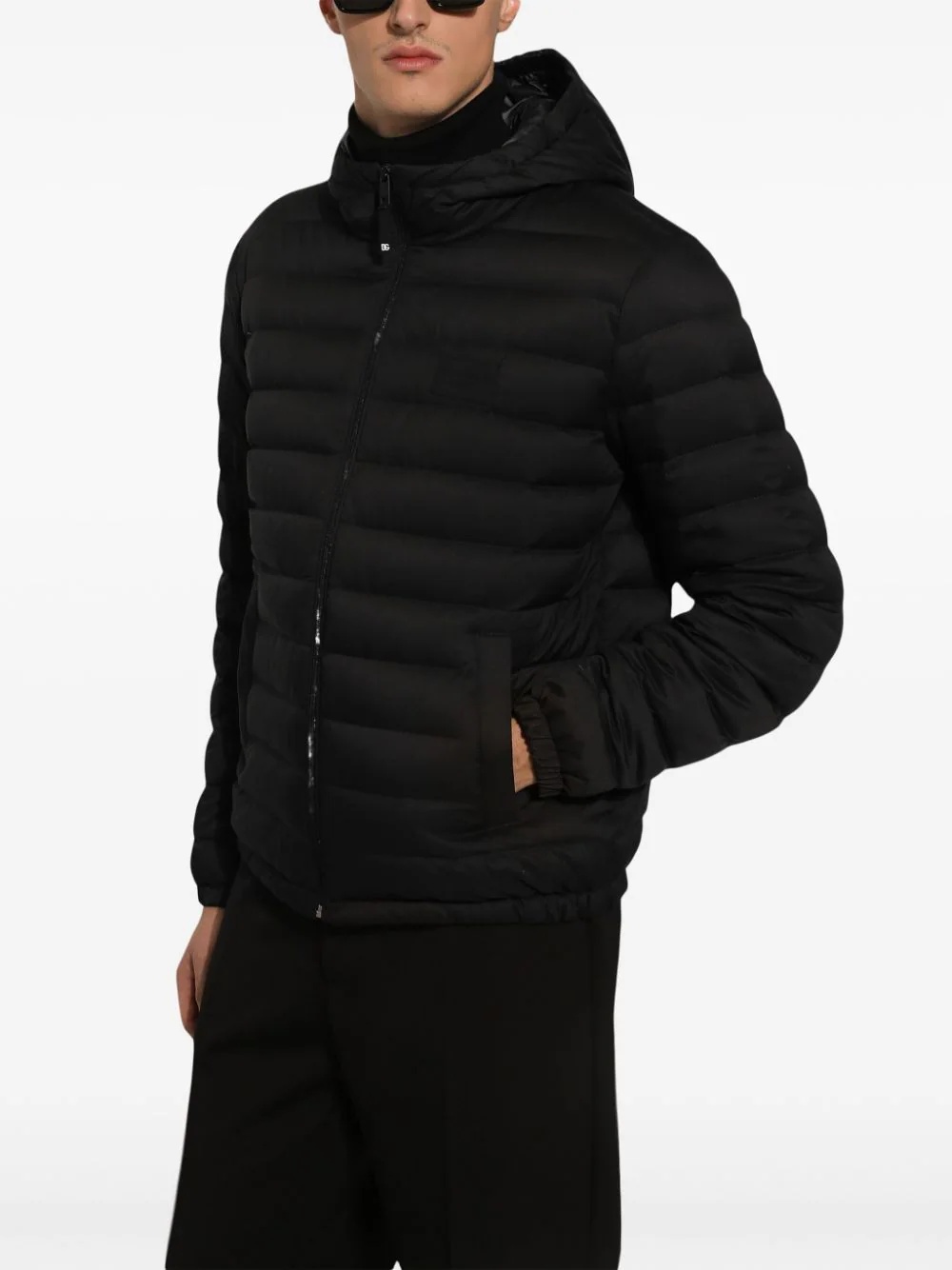Dolce & Gabbana Padded Band Collar Quilted Jacket In Black