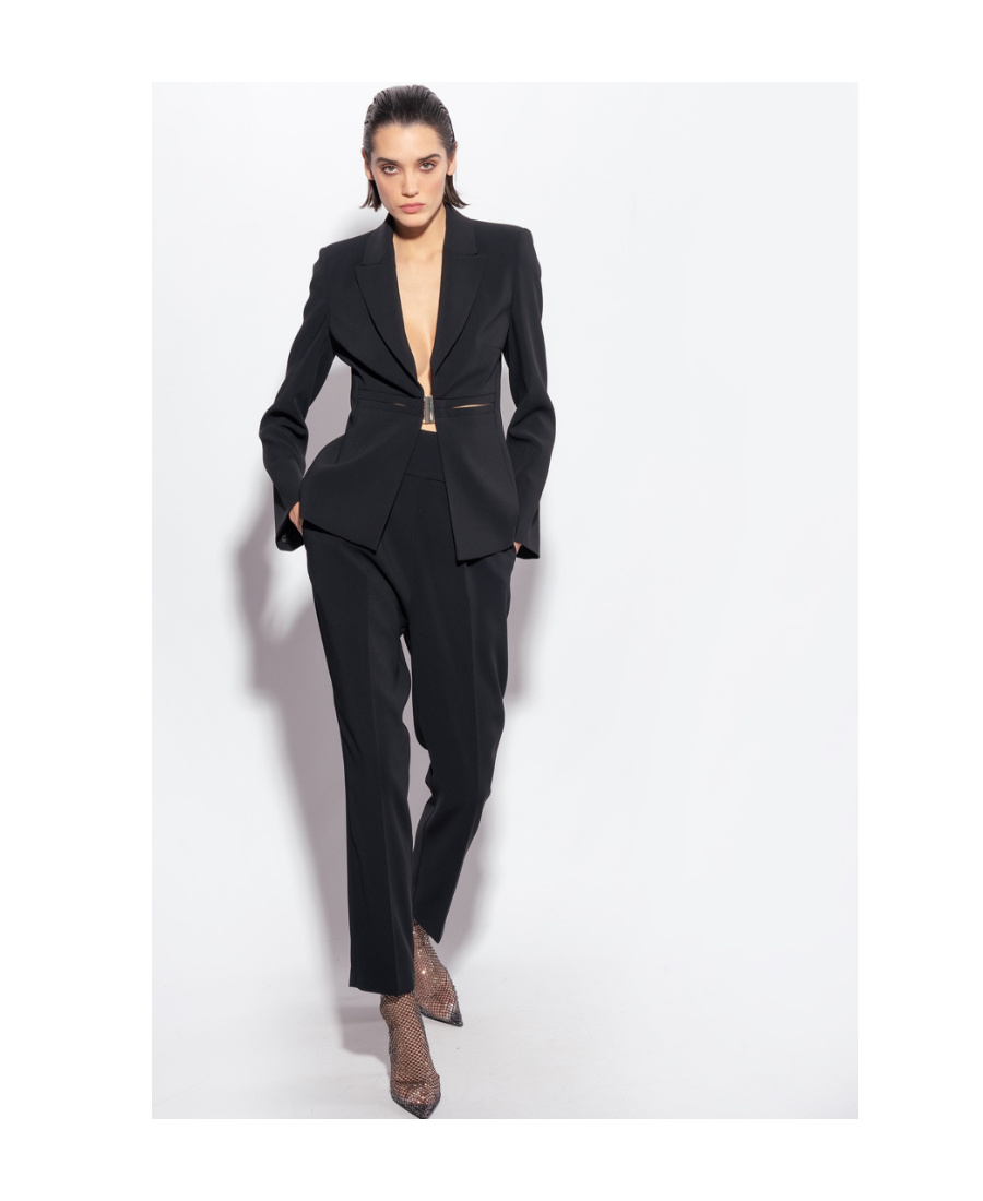 Pinko High-waisted Cropped Trousers In Black