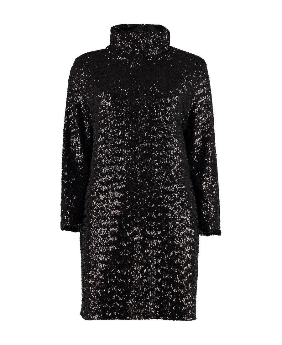 Shop Fabiana Filippi Sequin Embellished High-neck Mini Dress In Black