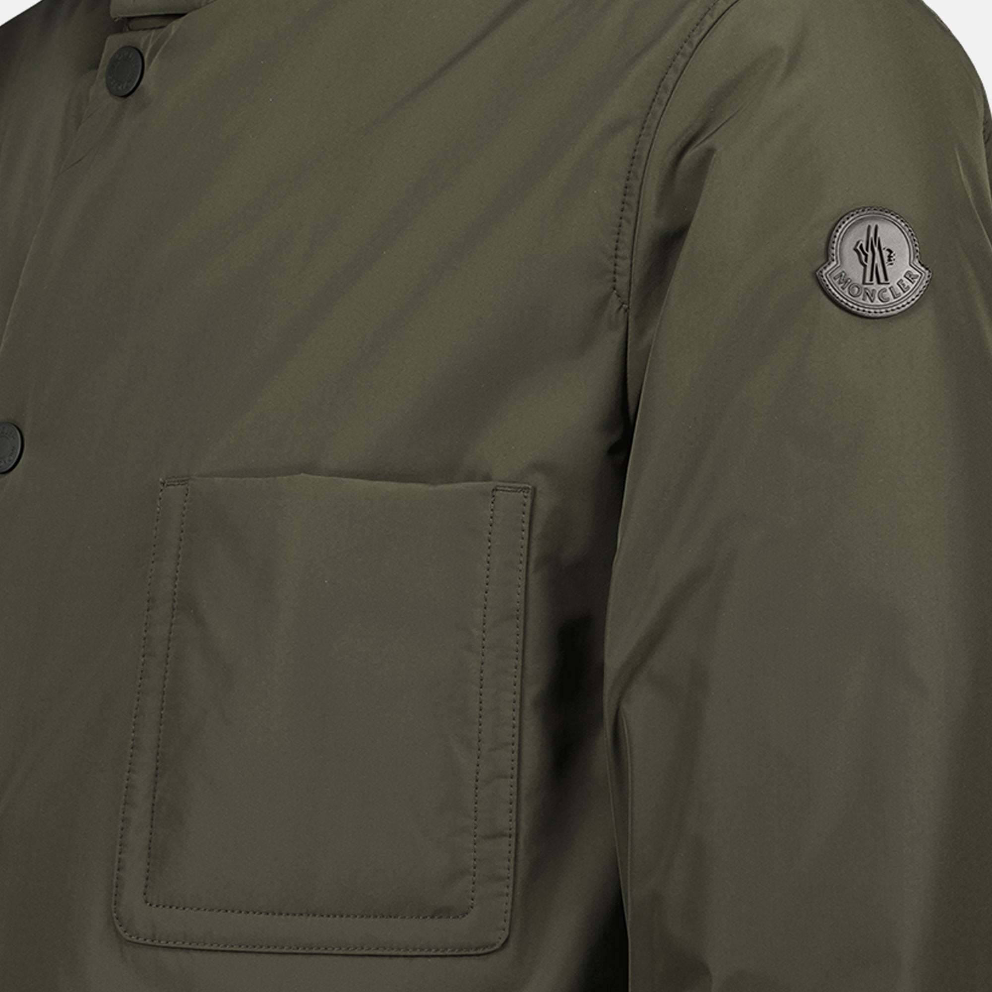 Moncler Ouille Reversible Short Down Jacket In Green