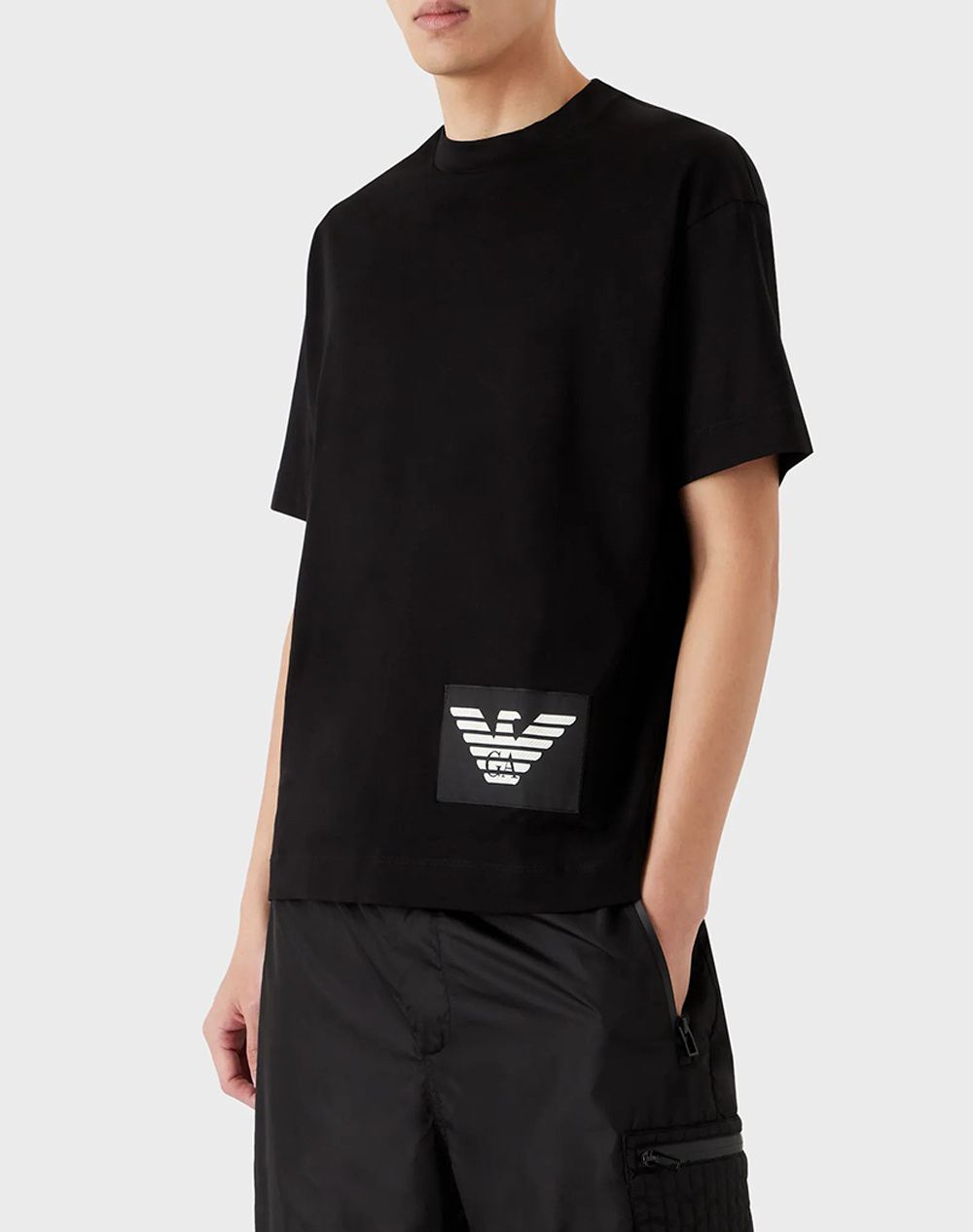 EMPORIO ARMANI LOGO-PATCH COTTON T-SHIRT