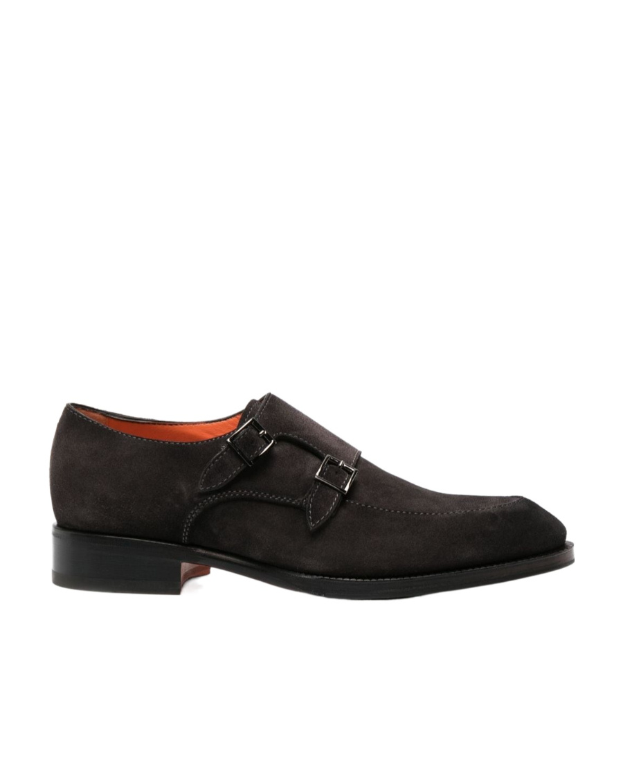 Santoni Man Loafers Cocoa Size 8 Soft Leather In Black