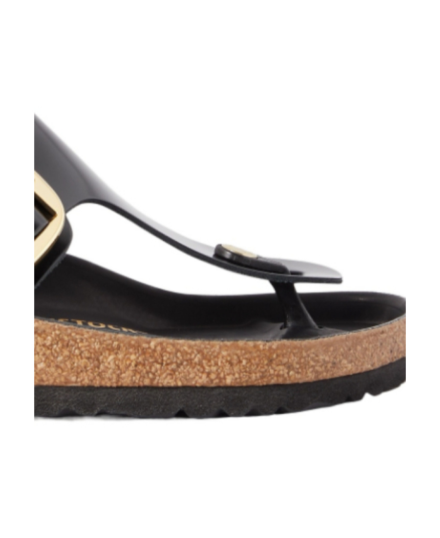 Birkenstock Gizeh Big Buckle High-shine Black Leather Toe Post Sandals