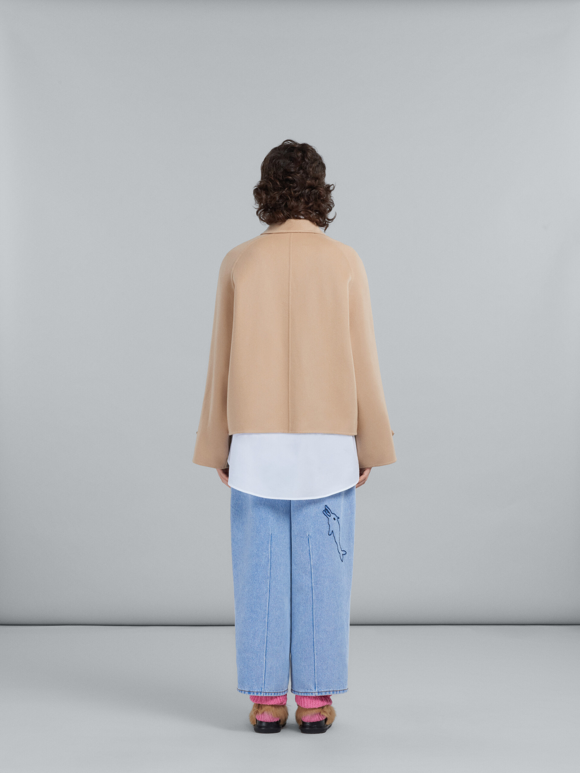 Marni Logo-patch Shirt Jacket In Nude