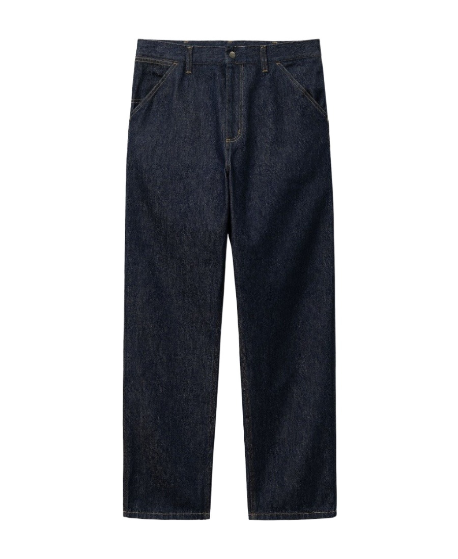 Carhartt Denim Trousers With Back Pockets And Belt Loops In Black
