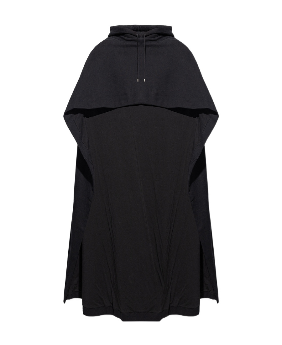 Saint Laurent Asymmetric Cotton Cape In Black