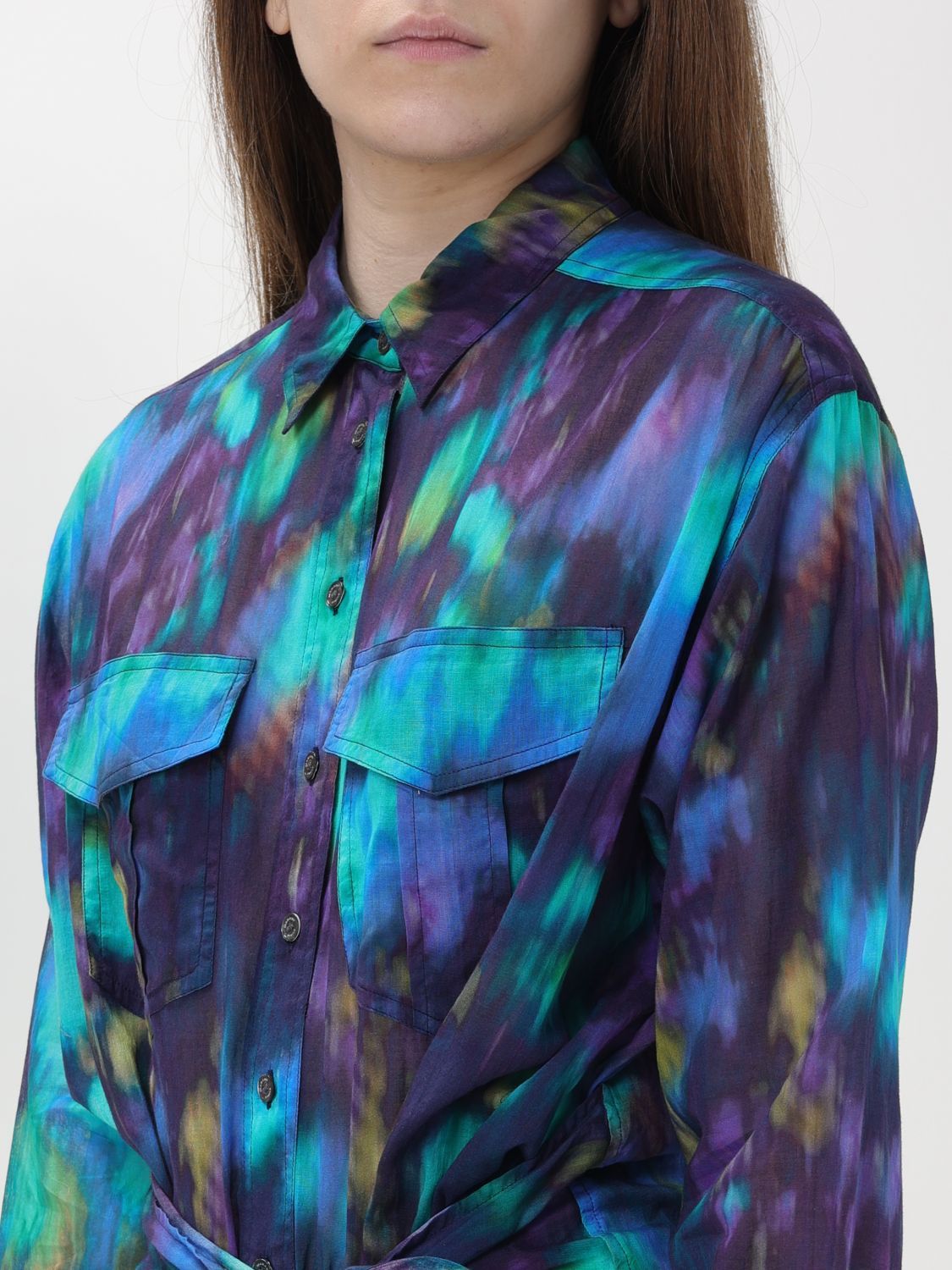 Isabel Marant Étoile Nueva Printed Cotton Shirt Dress In Blue