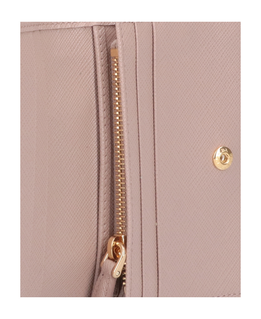 Prada Logo-plaque Small Wallet In Nude