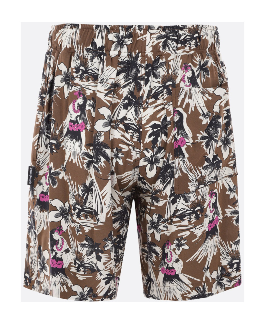 Palm Angels Hawaiian Print Shorts In Multicolor