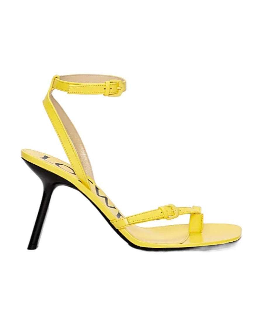 Loewe Open Toe Leather Petal Sandals With Stiletto Heel In Yellow