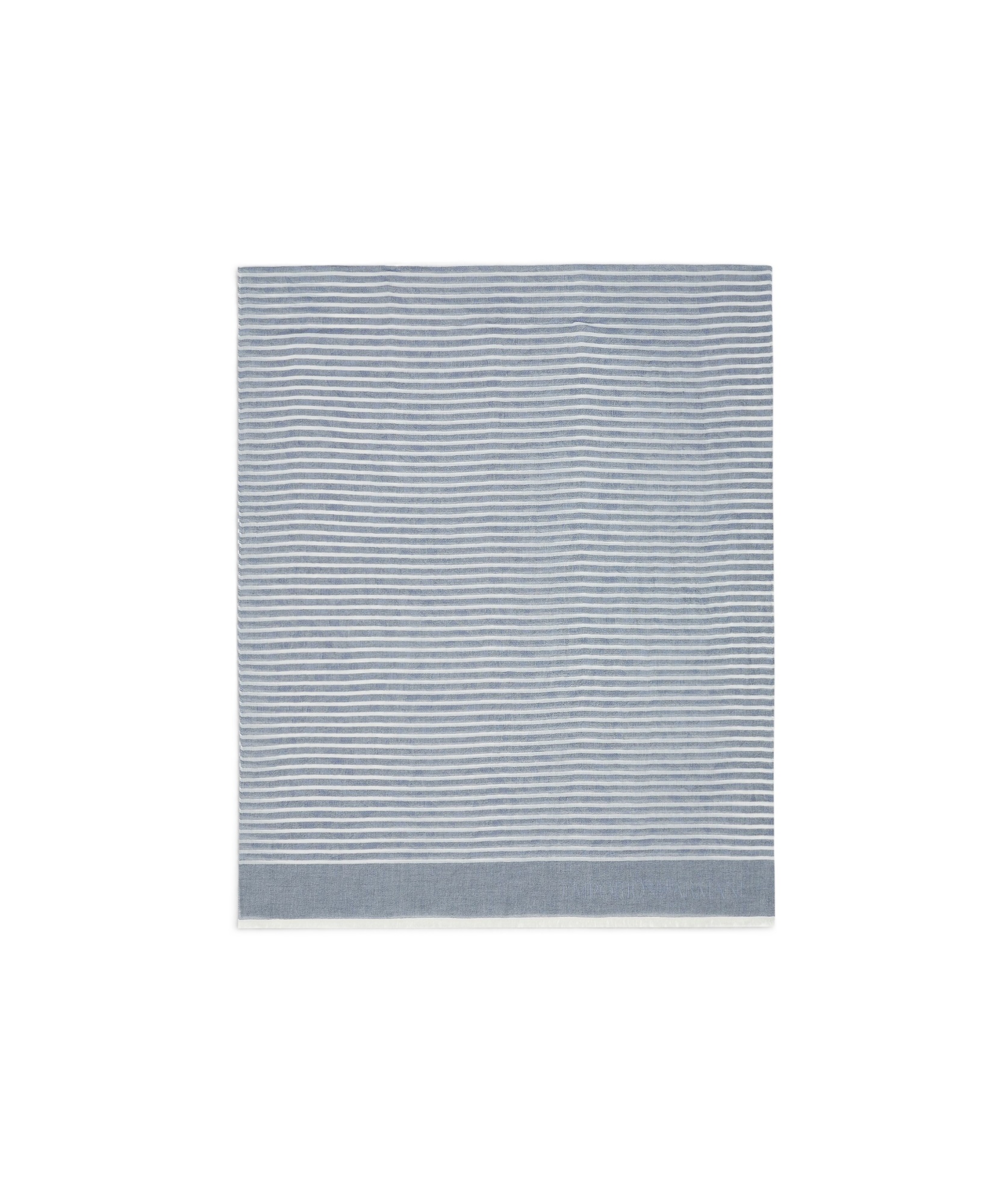 Emporio Armani Striped Brushed Scarf In Gray