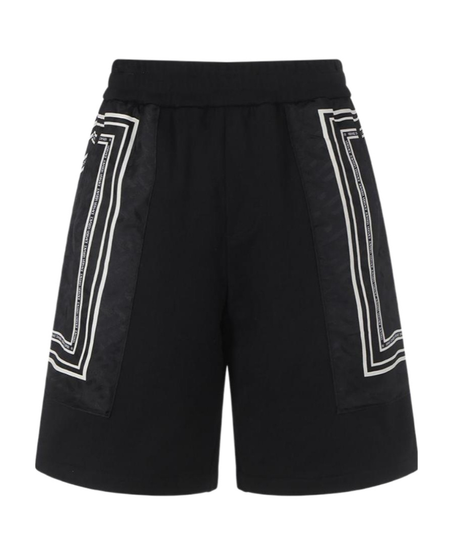 Versace La Greca Logo Printed Shorts In Black