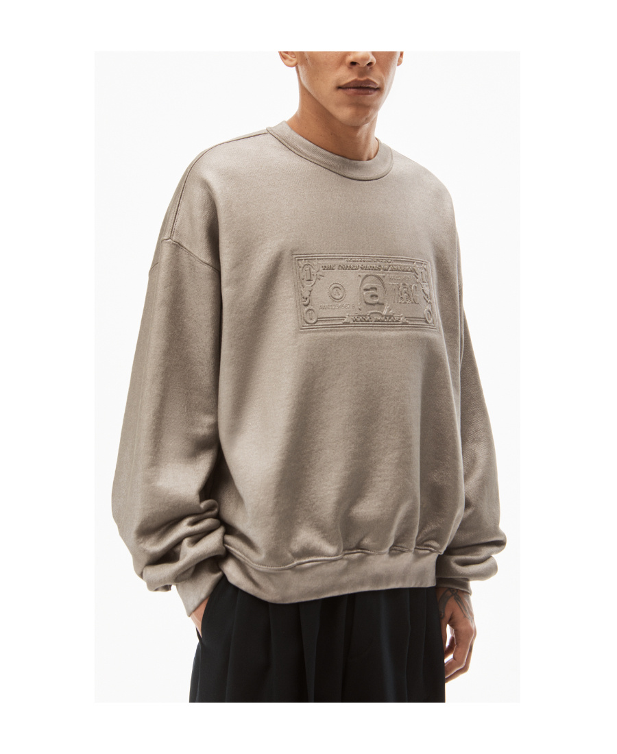 Alexander Wang Logo-embossed Metallic-finish Sweatshirt In Nude