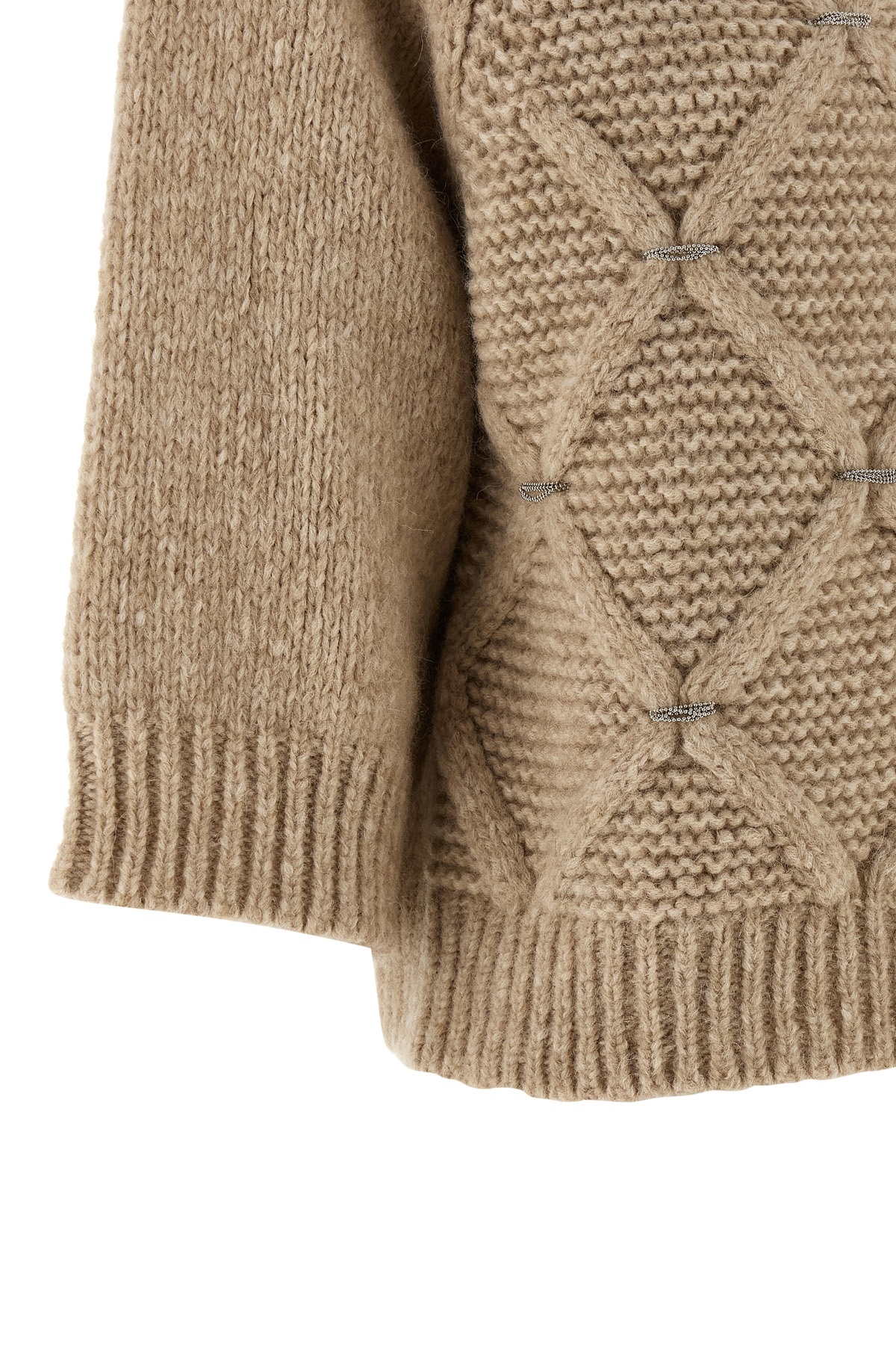 Peserico Diamond Pattern Knit Sweater With Raglan Sleeves In Brown