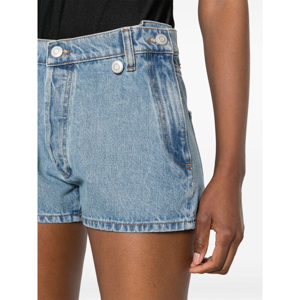 Coperni Open-hip Cotton Denim Shorts In Blue
