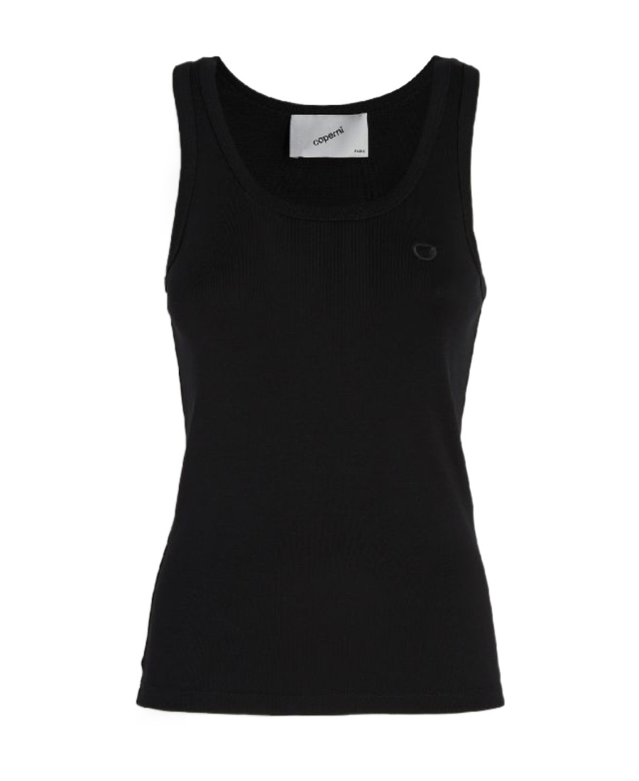 Coperni Round Neck Sleeveless Top With Ribbed Texture In Black