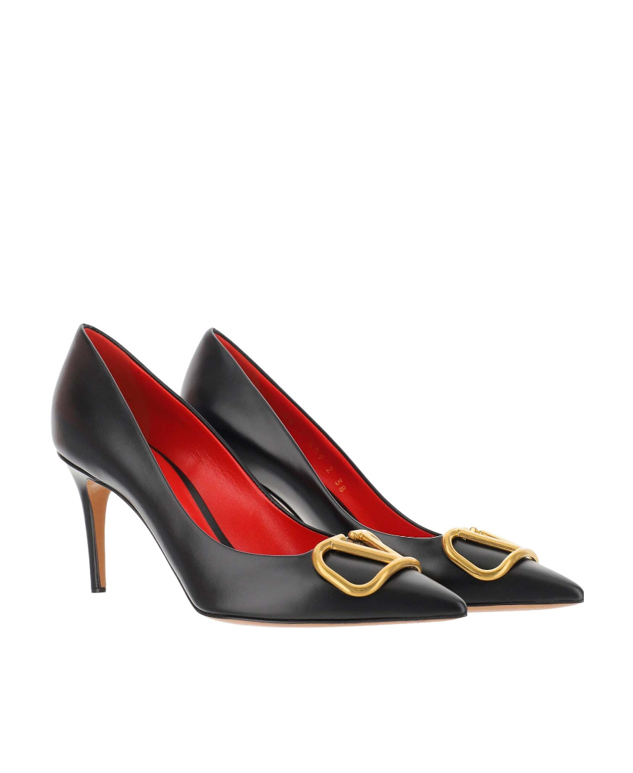 Valentino Garavani Women Black Calfskin Vlogo Signature Pumps